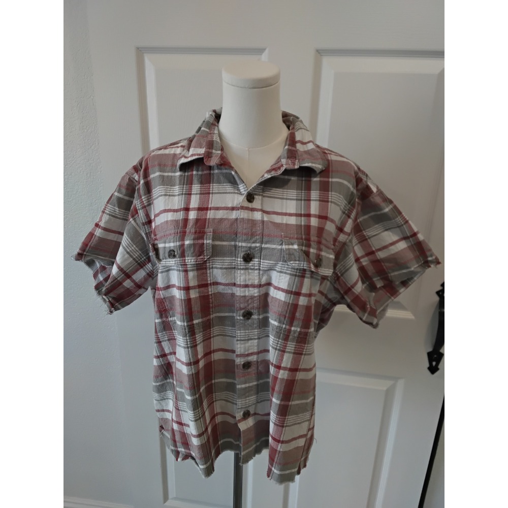 RED HEAD Short Sleeve Plaid Button Up Shirt Men's Size L Casual Top